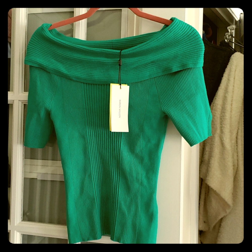 Brand new Karen Millen green sweater top Medium